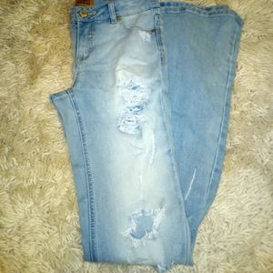 Light wash skinny flare jeans